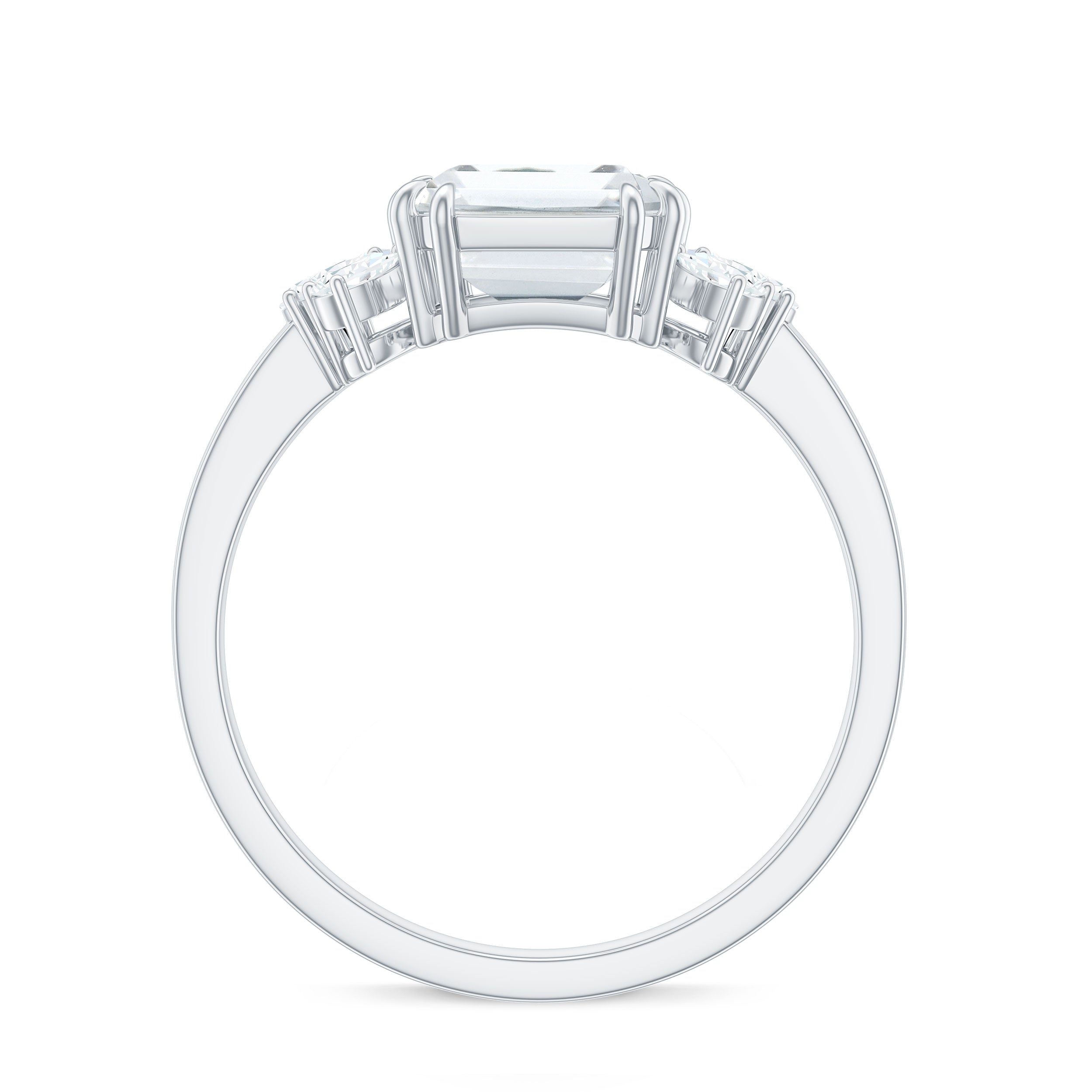 7x9mm Emerald Cut Moissanite Solitaire Engagement Ring For Women