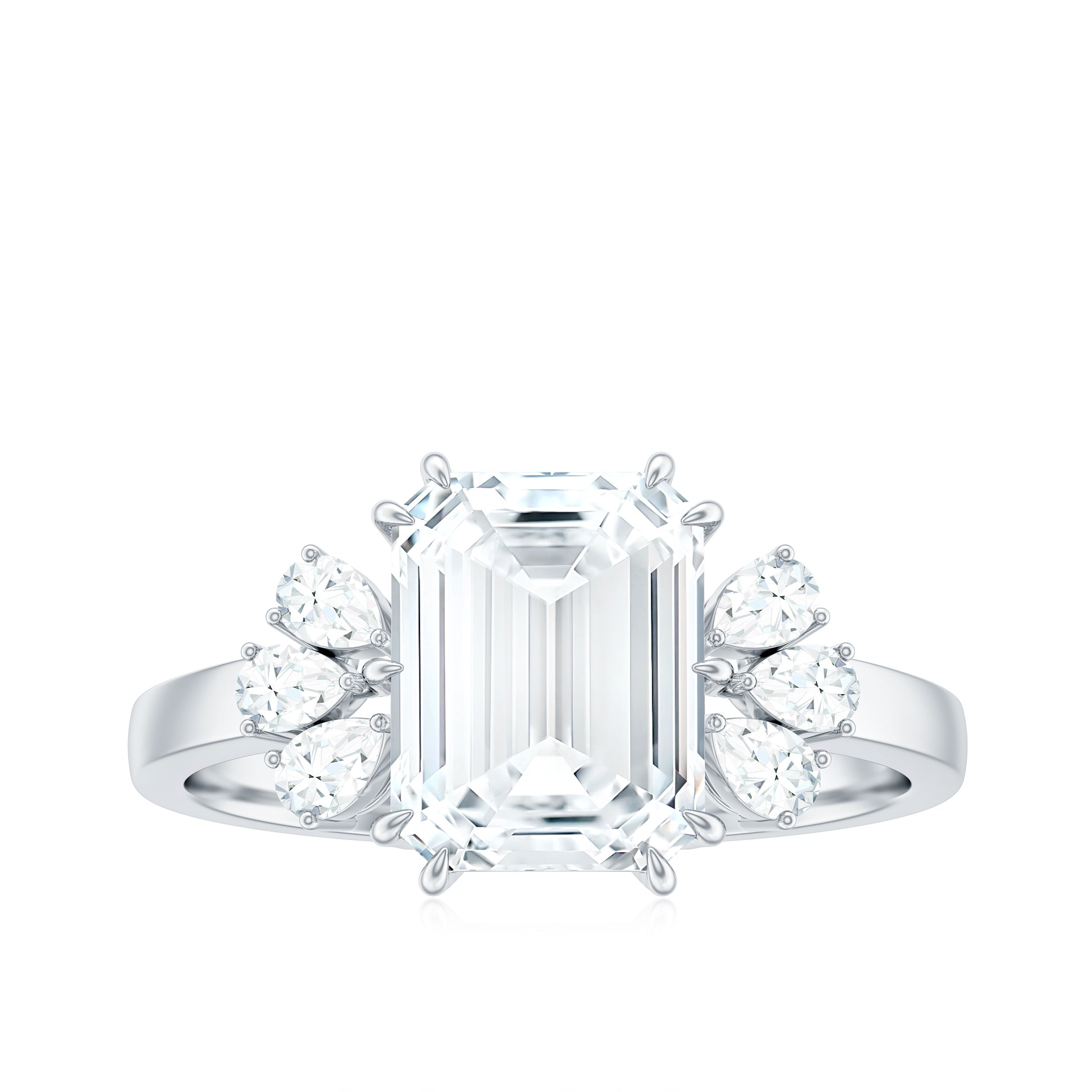 7x9mm Emerald Cut Moissanite Solitaire Engagement Ring For Women
