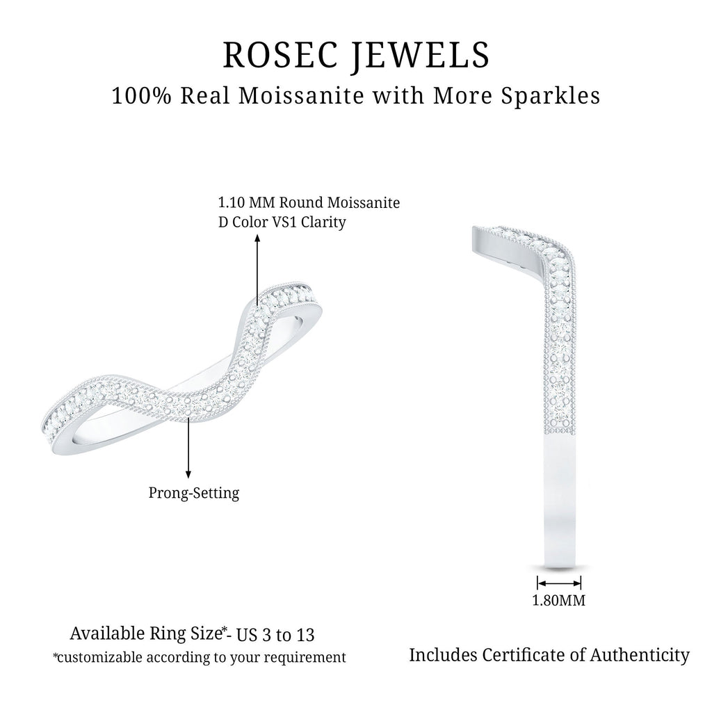 Certified Moissanite Curved Enhancer Band For Women