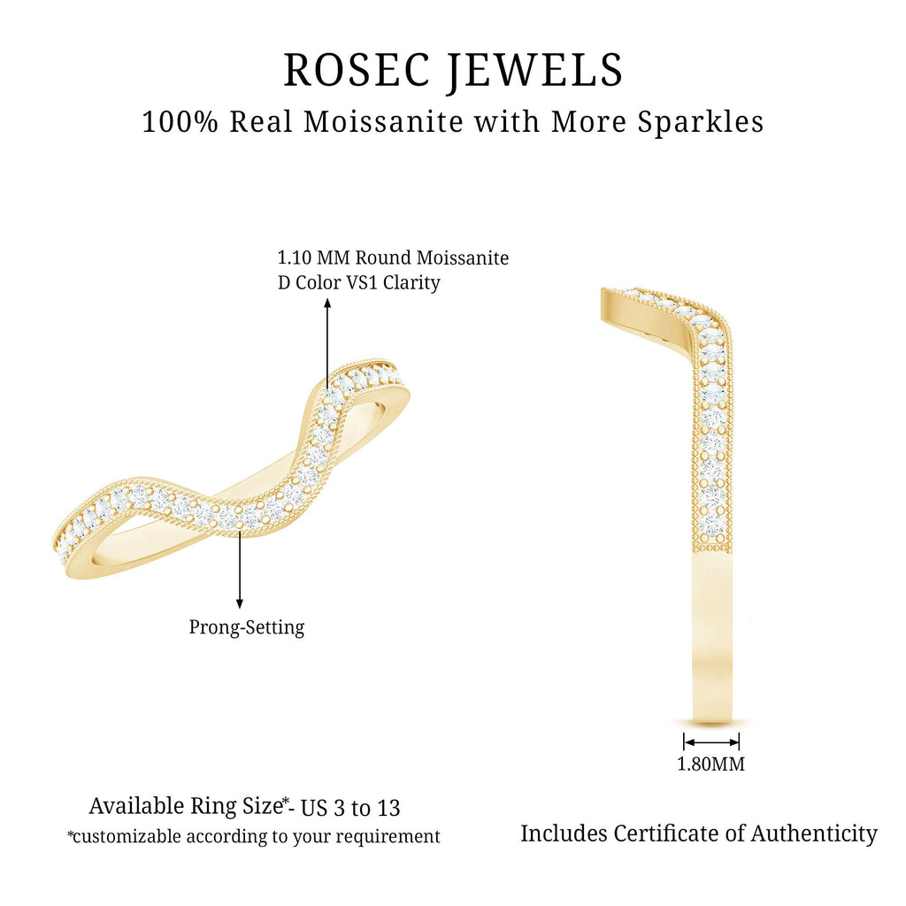 Certified Moissanite Curved Enhancer Band For Women