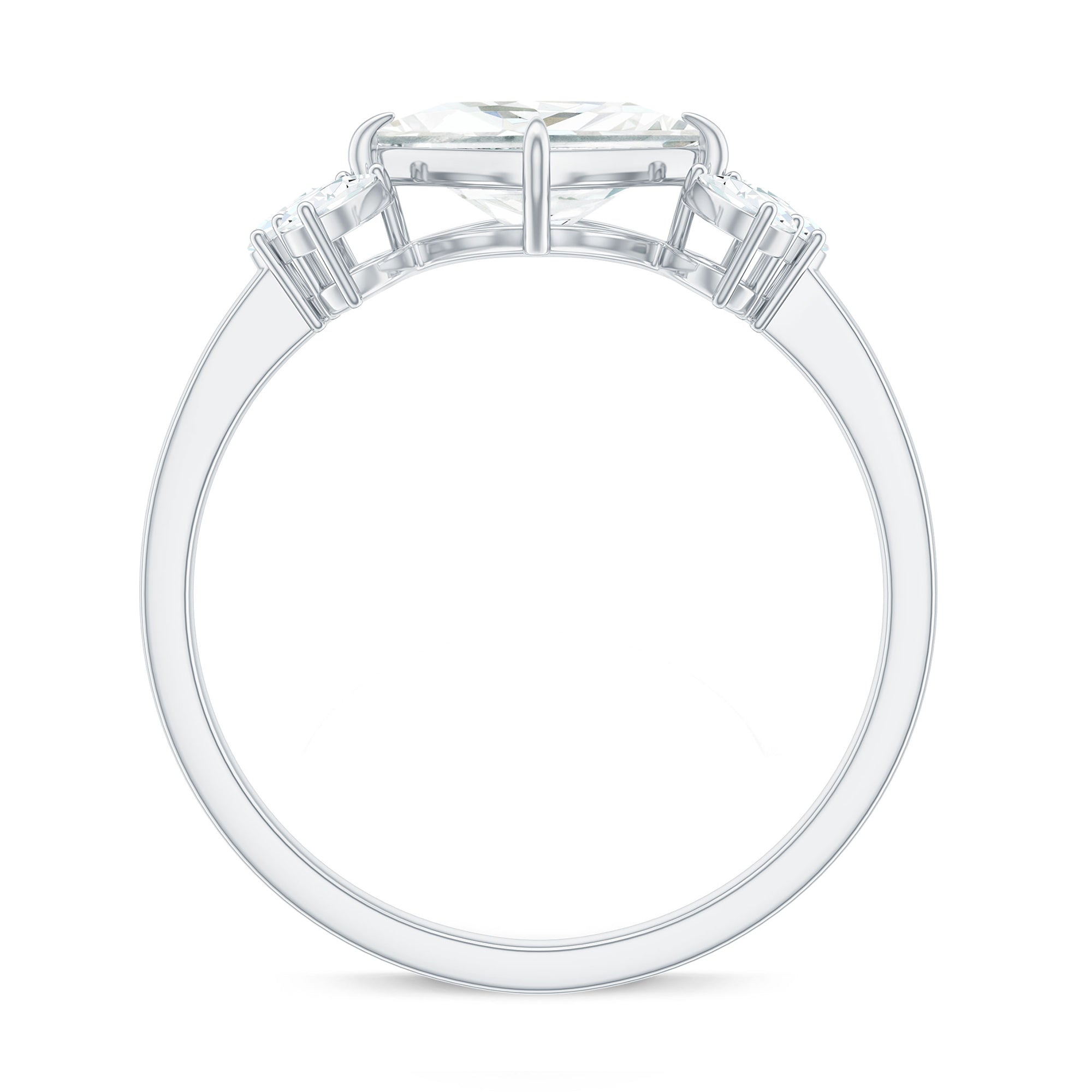 6 mm Princess Cut Moissanite Cluster Engagement Ring