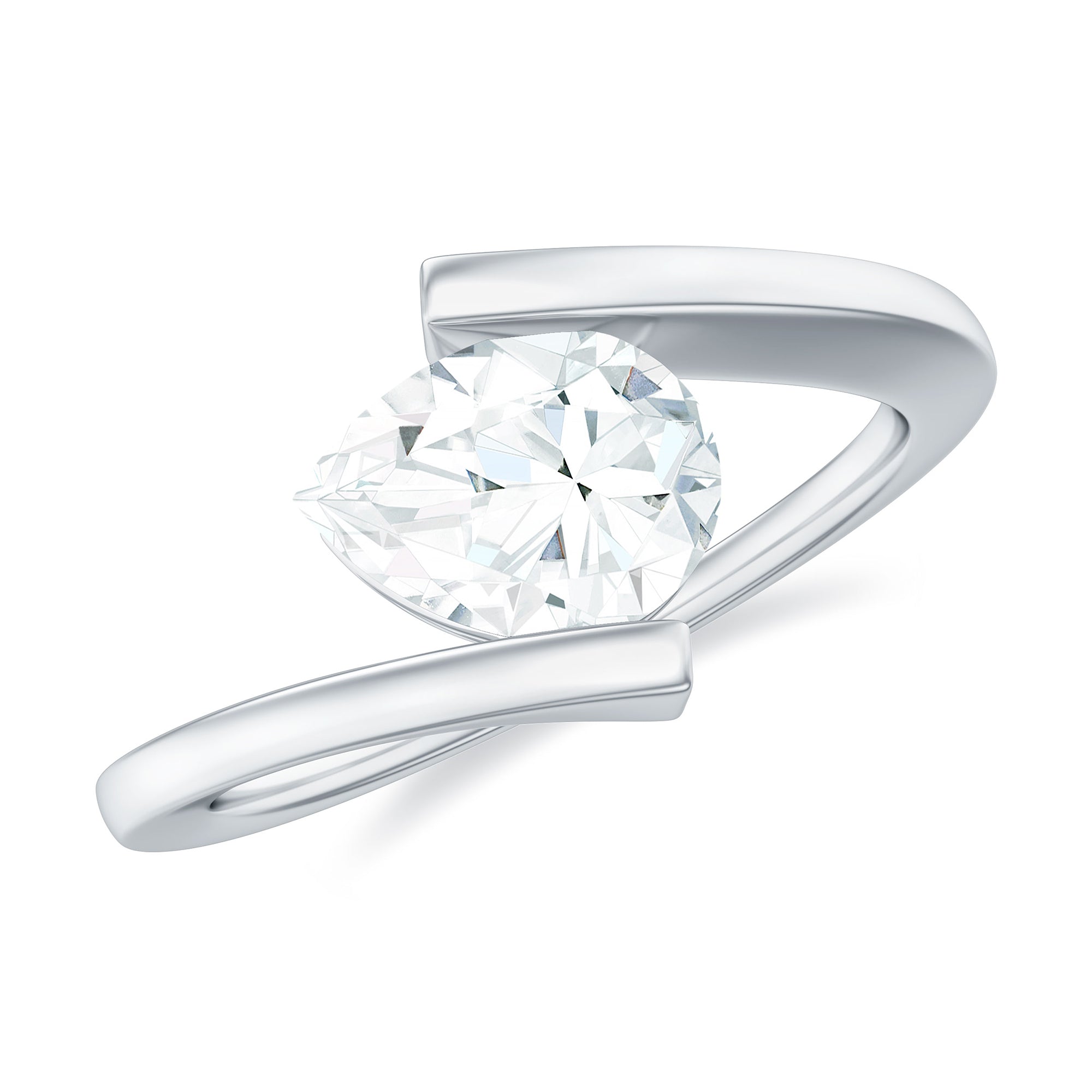 6X8 mm Pear Cut Moissanite Engagement Ring In Tension Setting