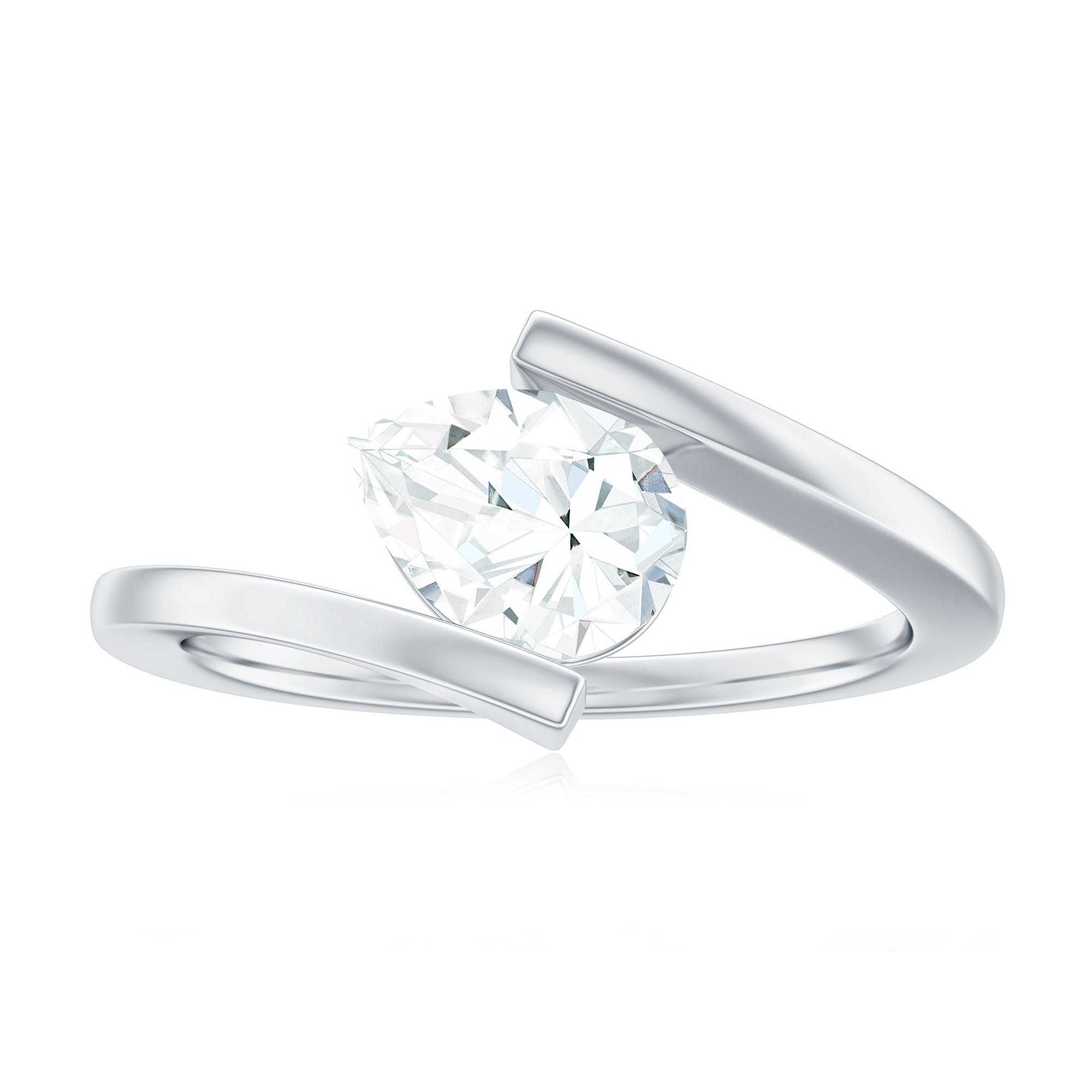 6X8 mm Pear Cut Moissanite Engagement Ring In Tension Setting