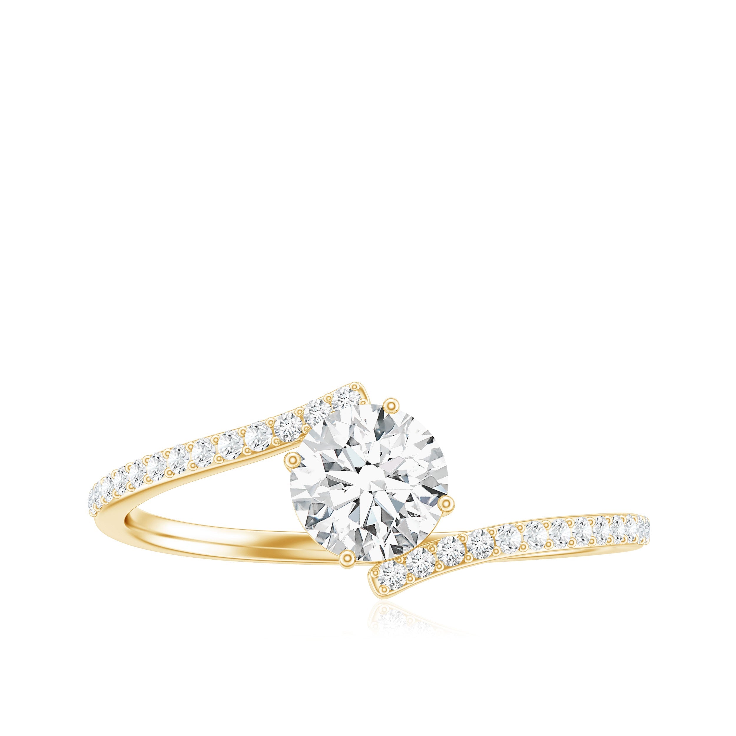 Certified Brilliant Cut Moissanite Solitaire Promise Ring with Bypass Shank