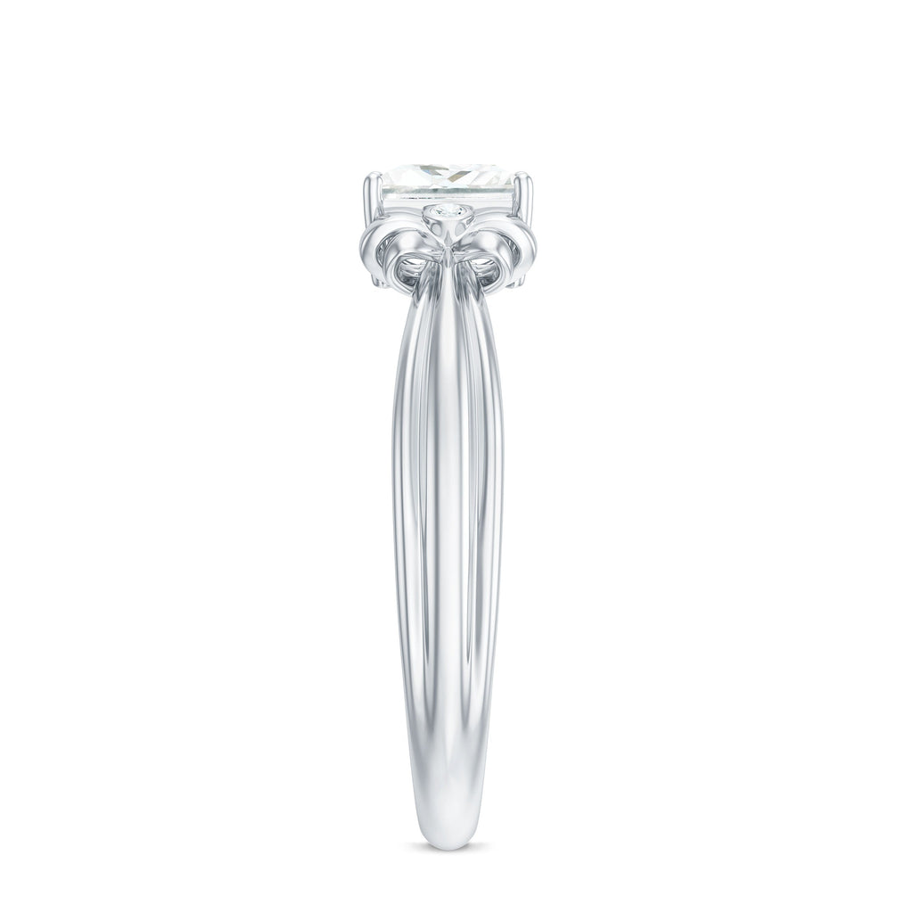 5 MM Princess Cut Certified Moissanite Designer Bow Engagement Ring