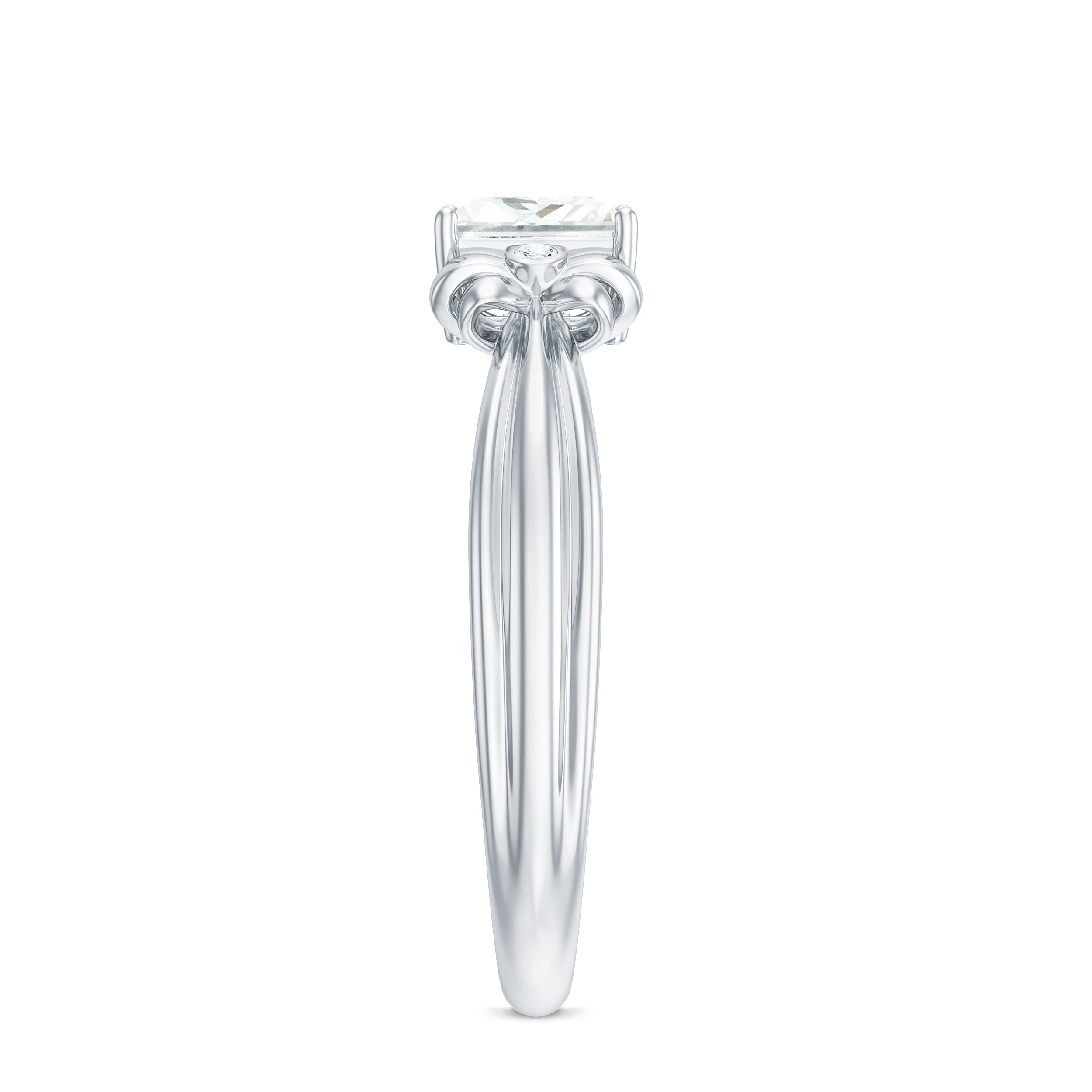 5 MM Princess Cut Certified Moissanite Designer Bow Engagement Ring