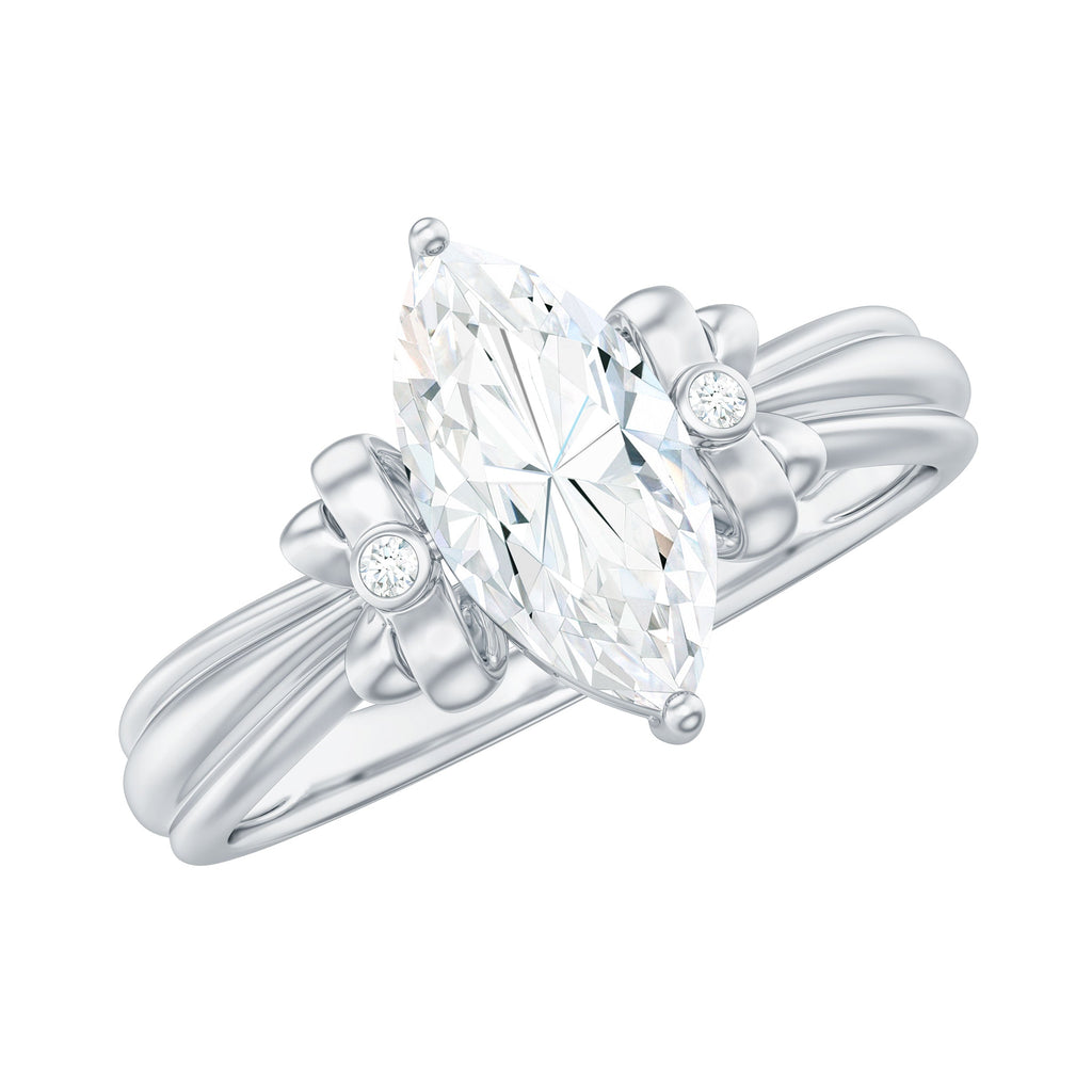 5x10mm Brilliant Cut Certified Moissanite Statement Ring