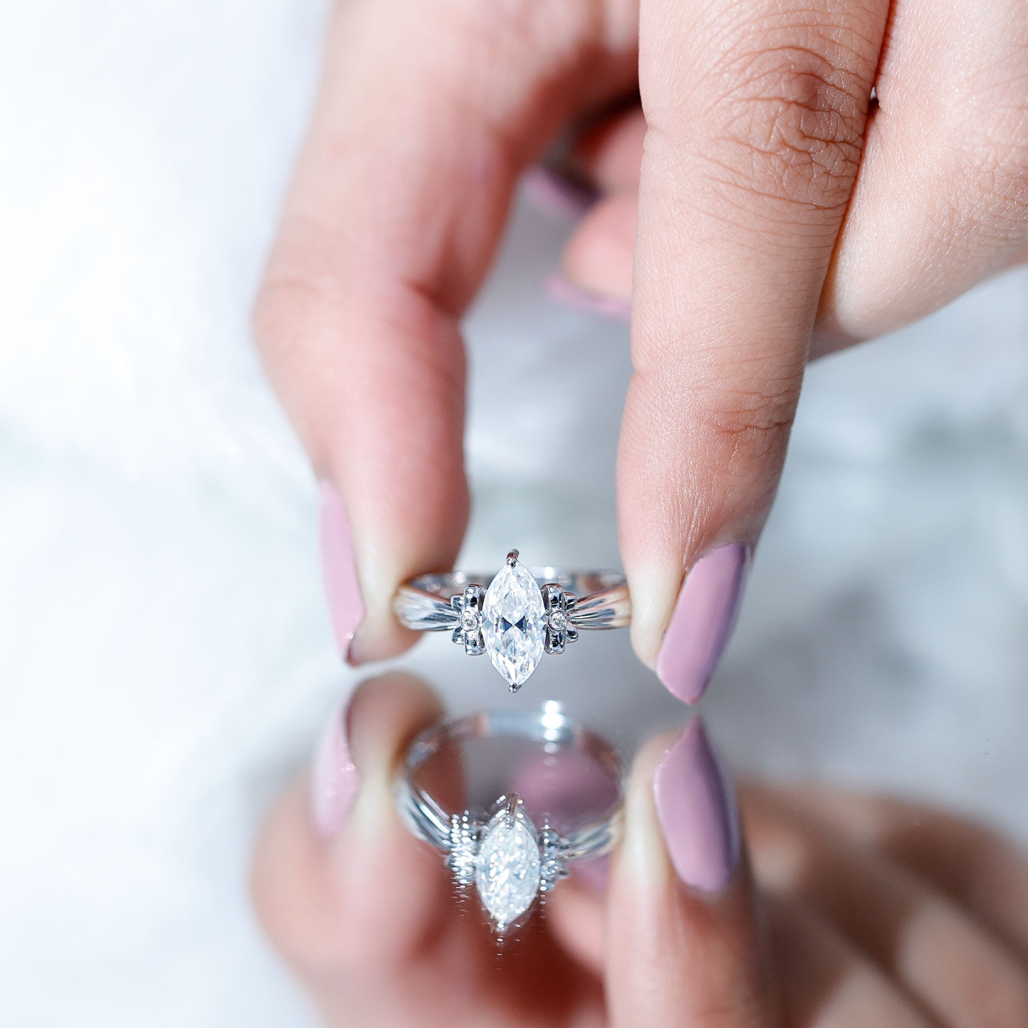 5x10mm Brilliant Cut Certified Moissanite Statement Ring