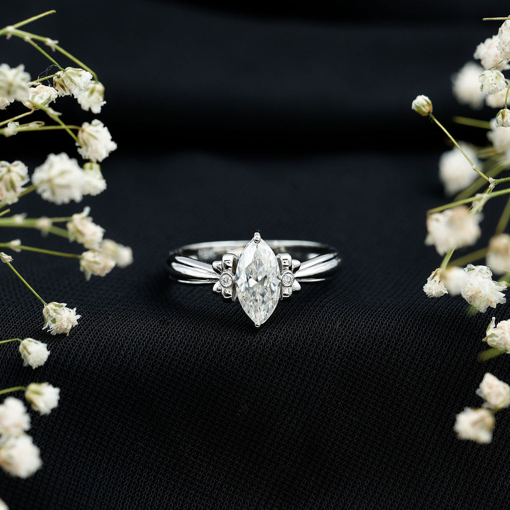 5x10mm Brilliant Cut Certified Moissanite Statement Ring
