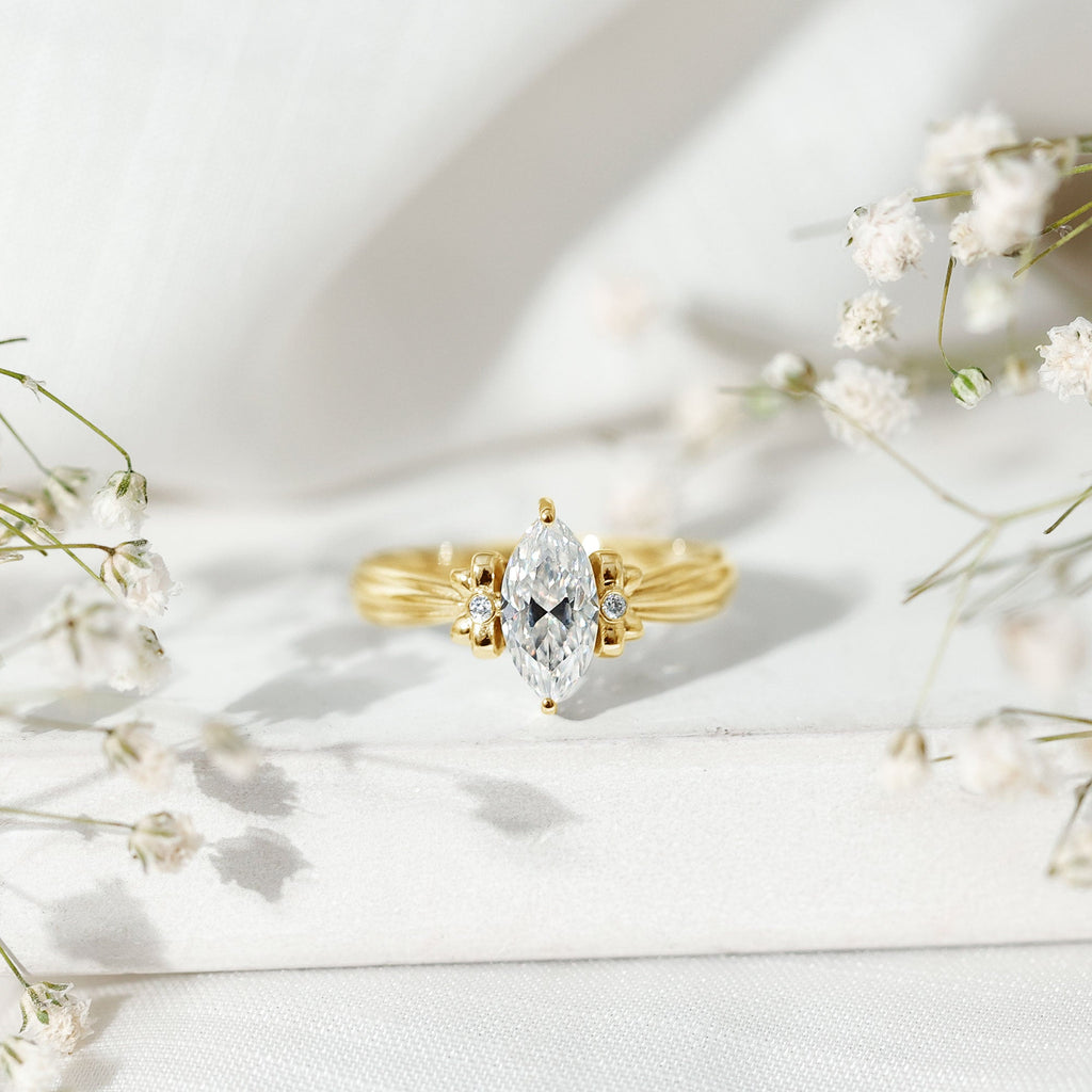 5x10mm Brilliant Cut Certified Moissanite Statement Ring