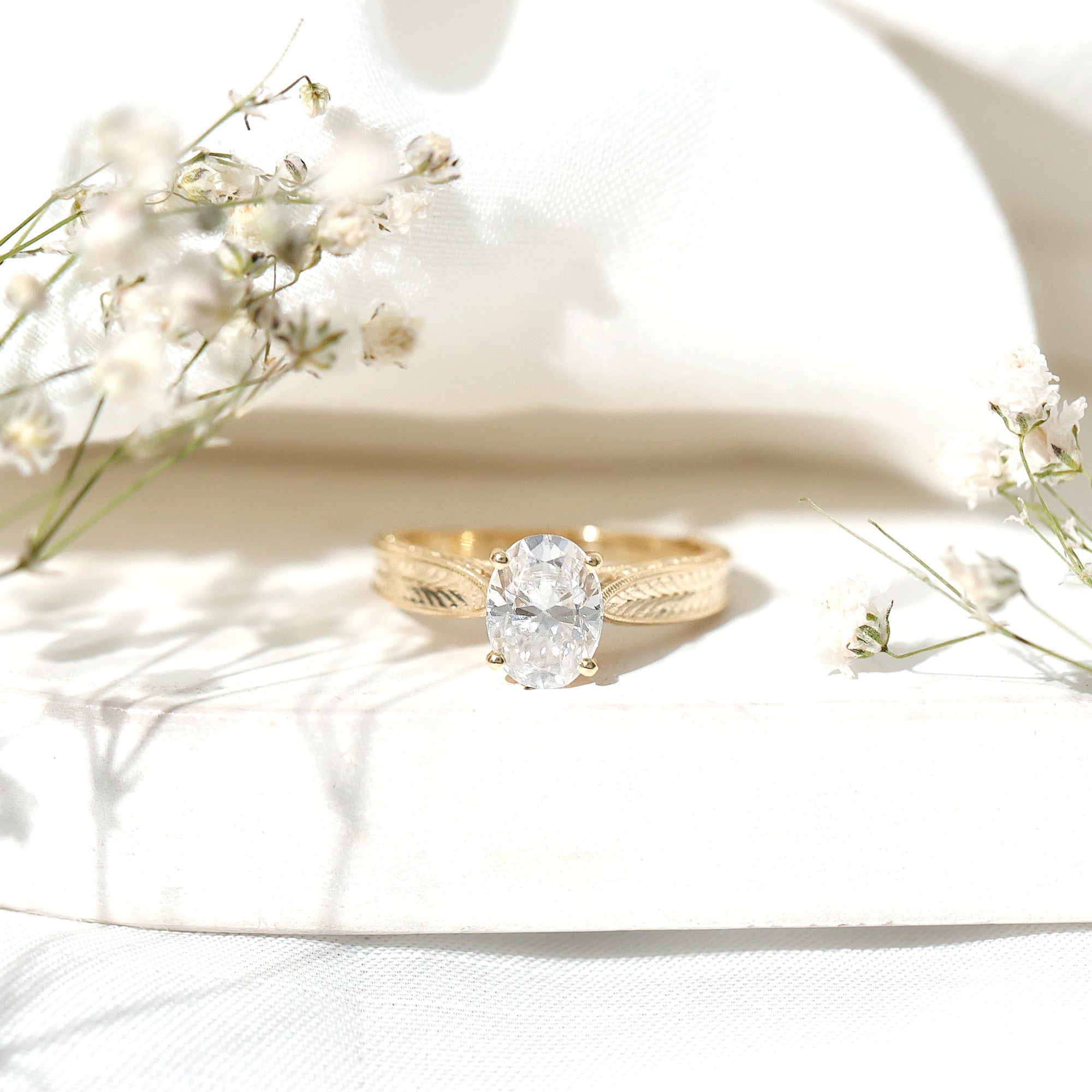 6X8mm Oval Cut Moissanite Vintage Looking Engagement Ring