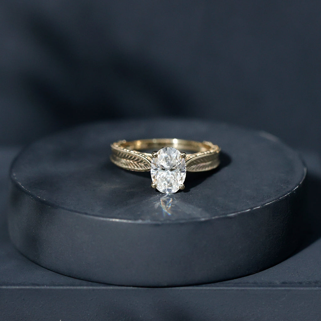 6X8mm Oval Cut Moissanite Vintage Looking Engagement Ring
