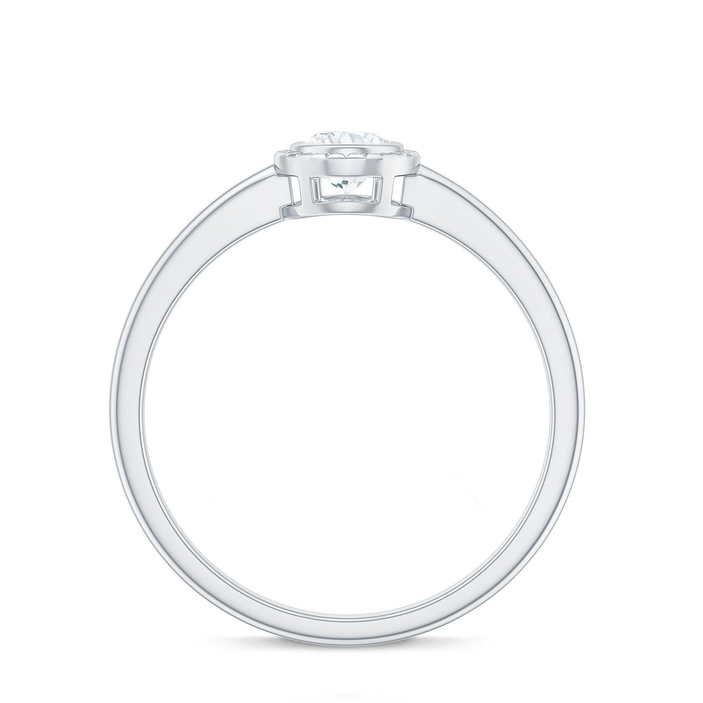 4X6mm Oval Cut Moissanite Solitaire Ring in Bezel Setting