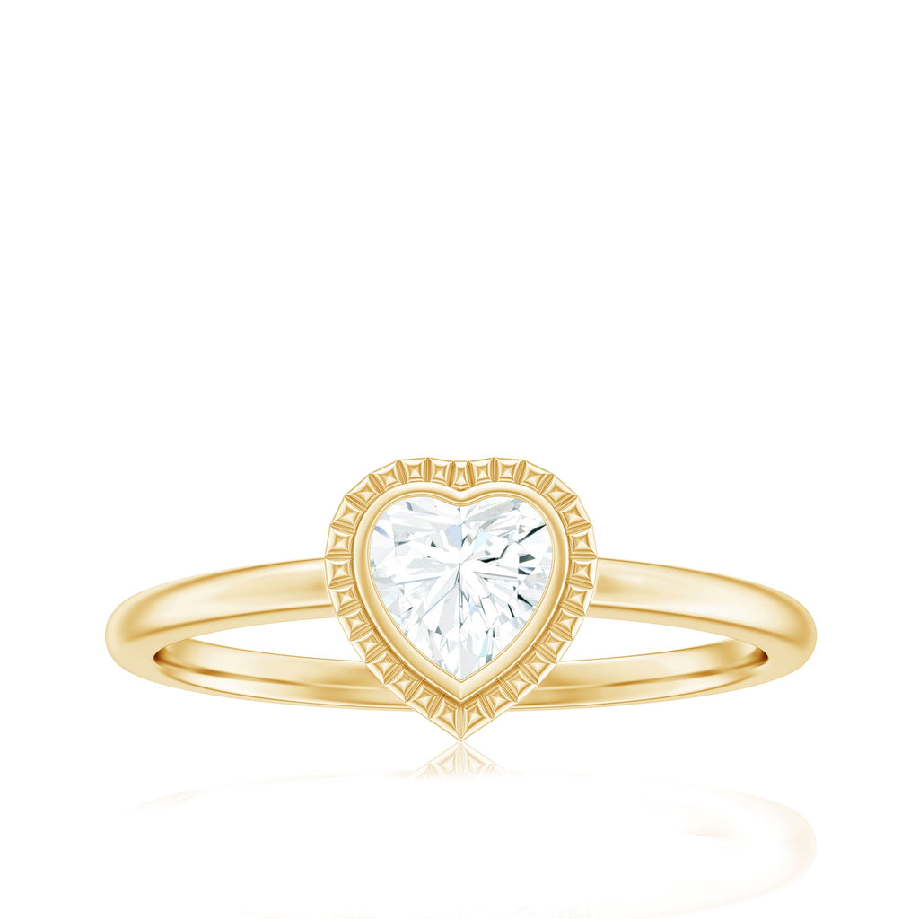 5mm Moissanite Heart Promise Ring in Bezel Setting