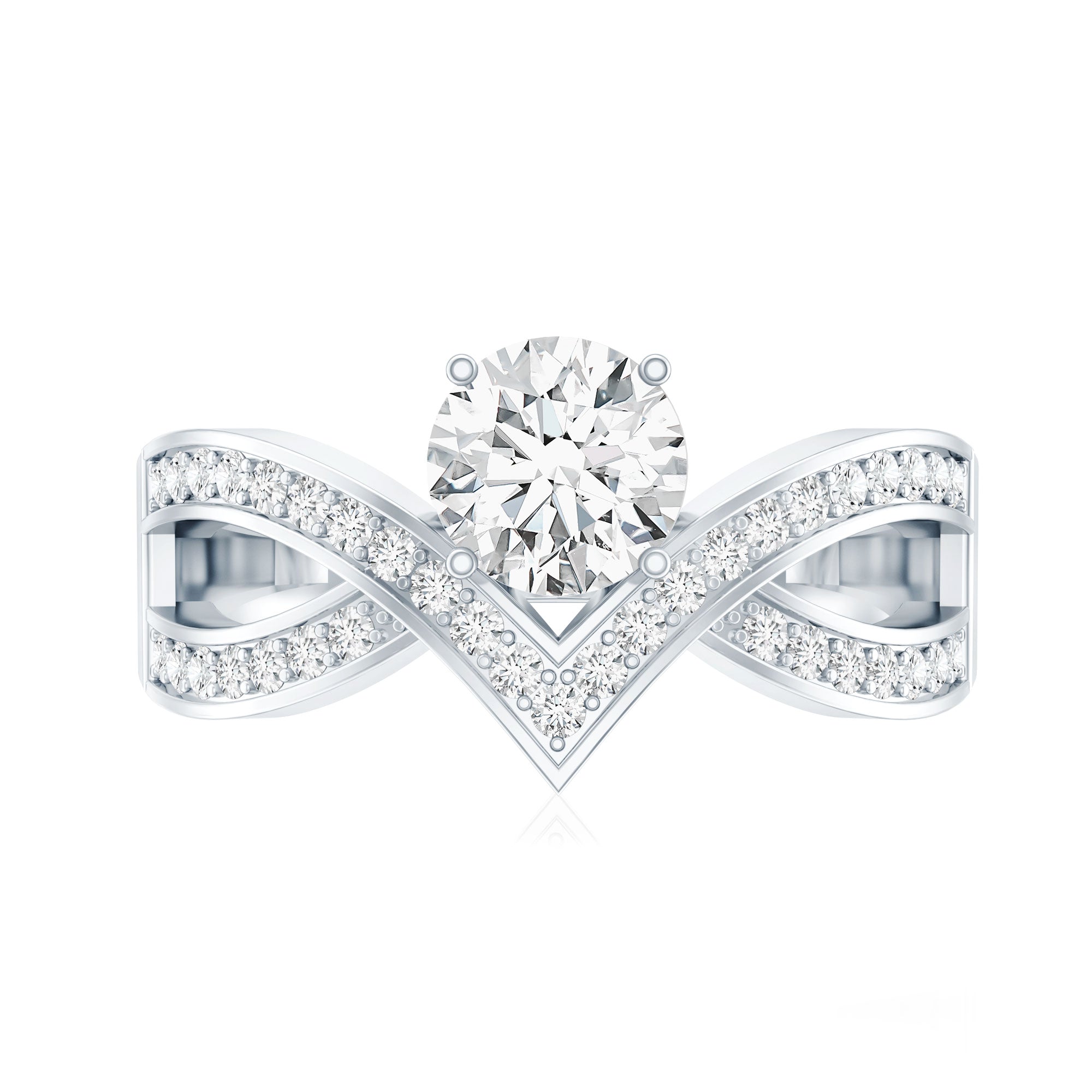 Certified Lab Grown Diamond Designer Solitaire Engagement Ring