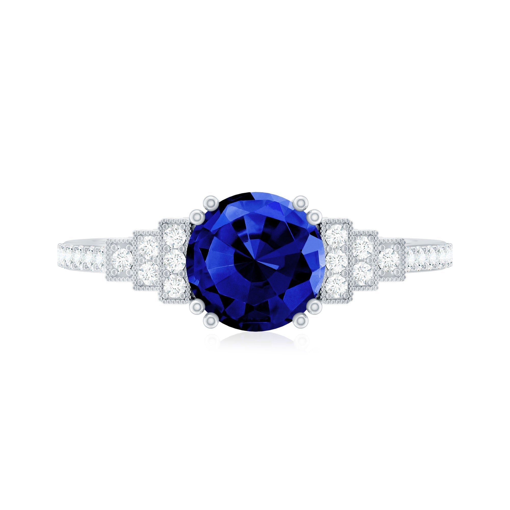 Lab Grown Blue Sapphire Diamond Designer Engagement Ring