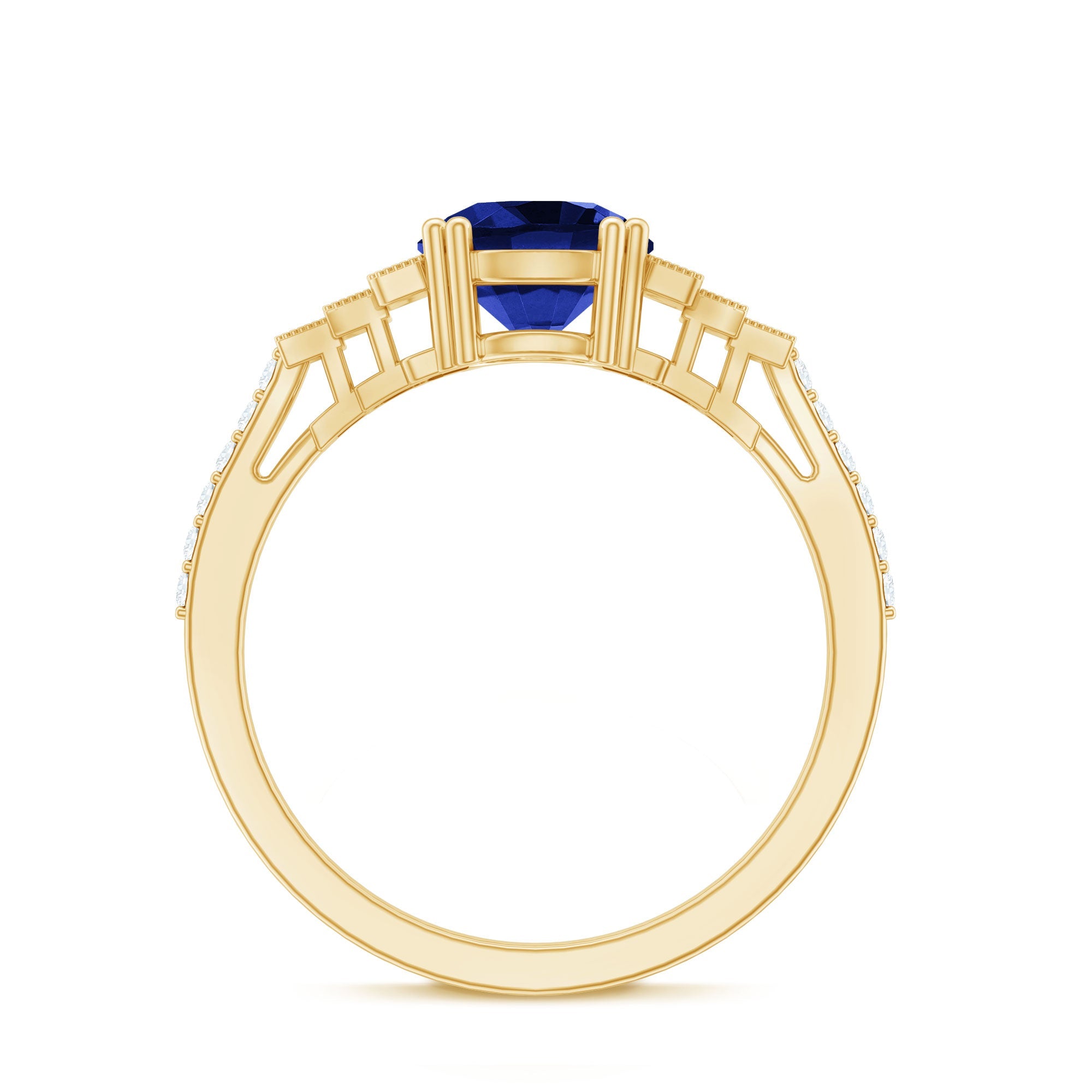 Lab Grown Blue Sapphire Diamond Designer Engagement Ring