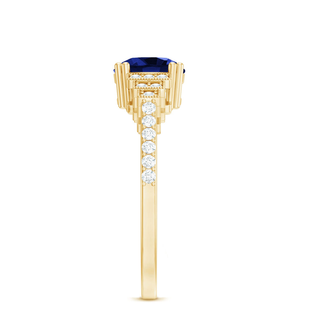 Lab Grown Blue Sapphire Diamond Designer Engagement Ring
