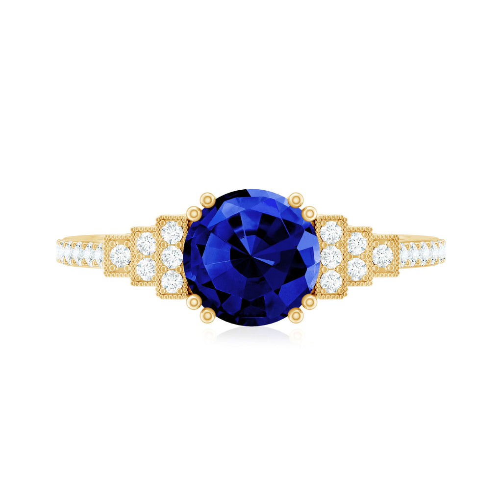 Lab Grown Blue Sapphire Diamond Designer Engagement Ring