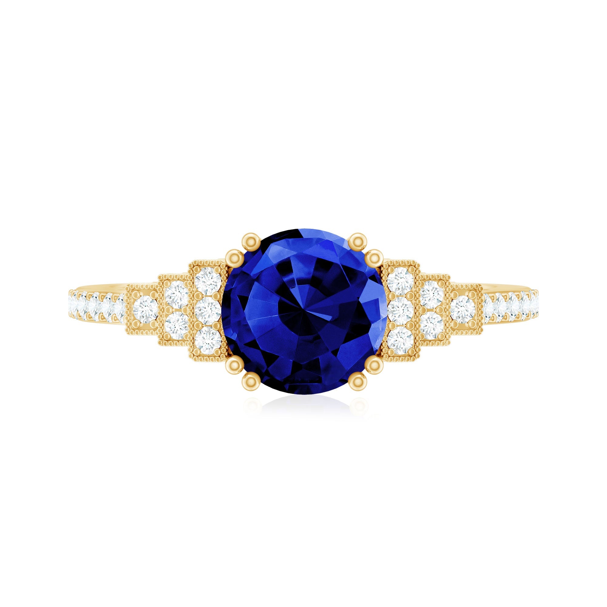 Lab Grown Blue Sapphire Diamond Designer Engagement Ring