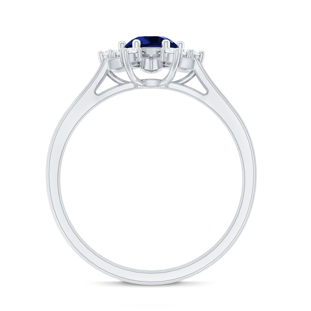 Certified Lab Grown Blue Sapphire Minimalist Ring With Diamond
