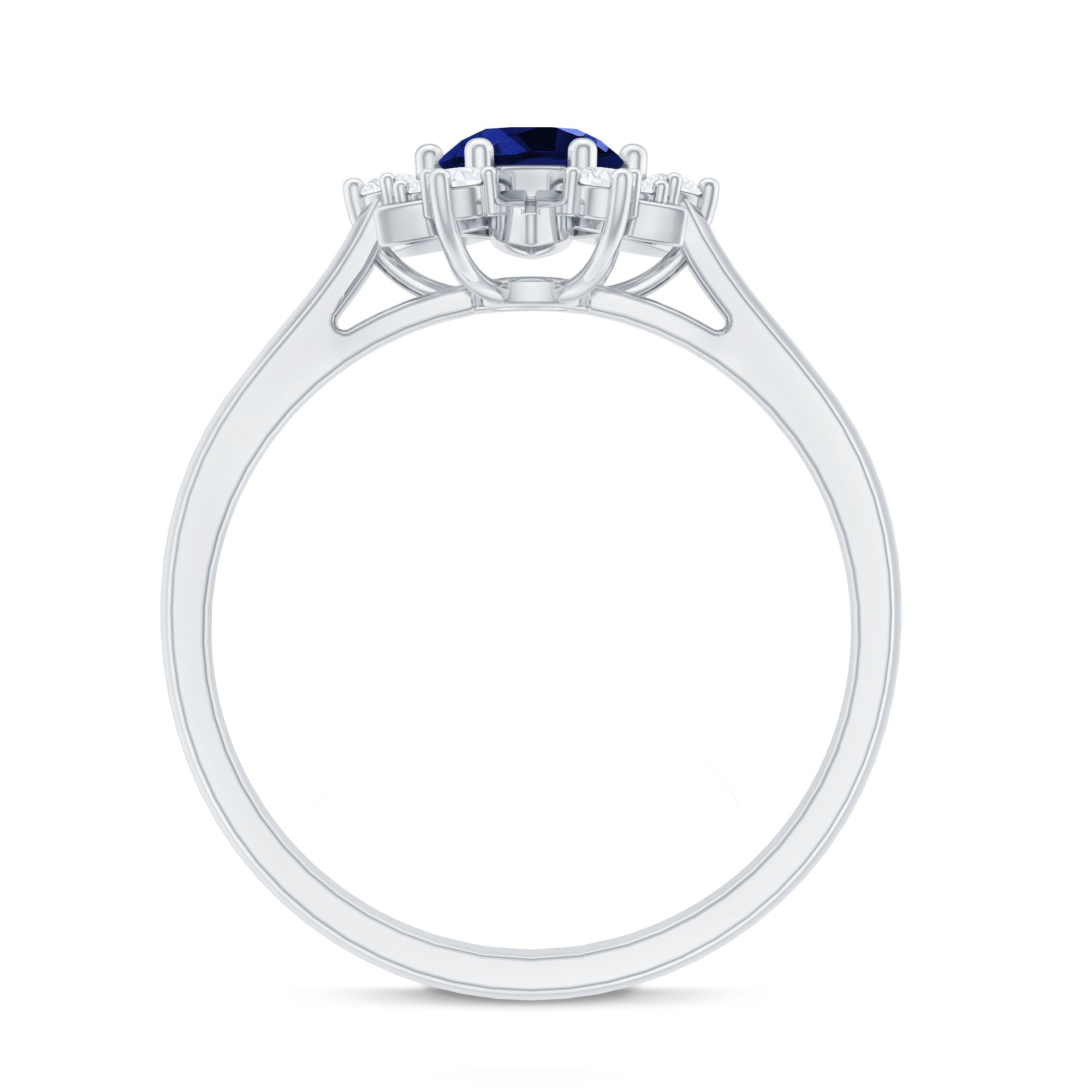Certified Lab Grown Blue Sapphire Minimalist Ring With Diamond