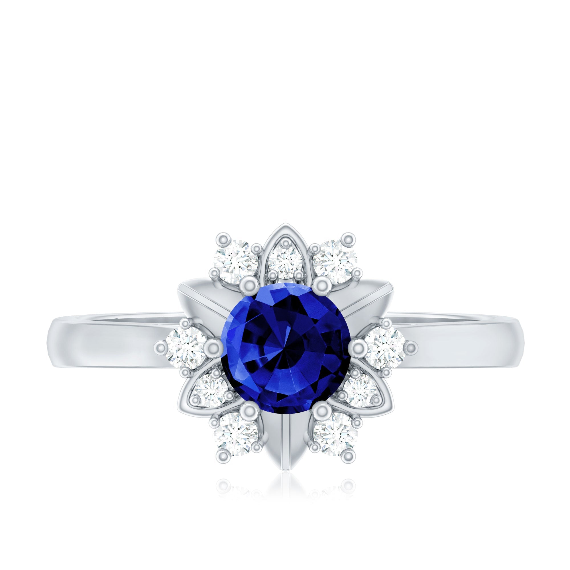 Certified Lab Grown Blue Sapphire Minimalist Ring With Diamond