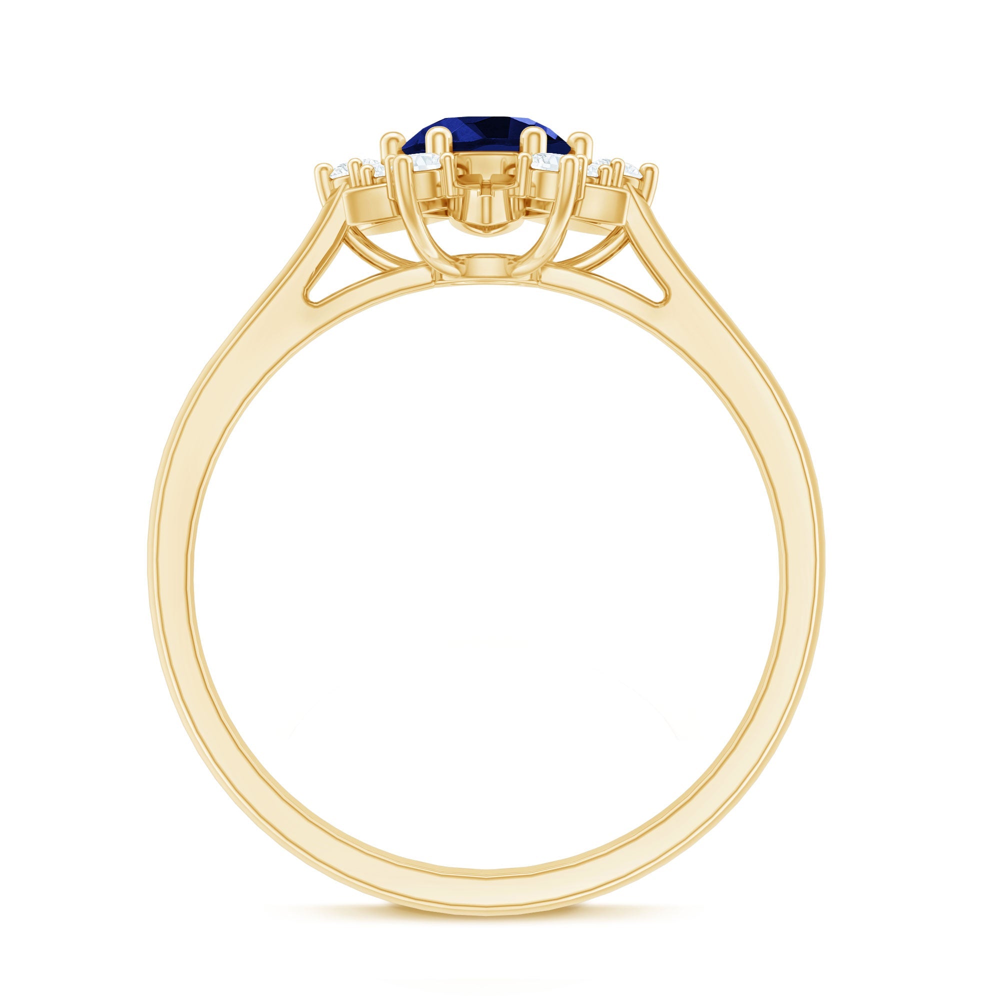 Certified Lab Grown Blue Sapphire Minimalist Ring With Diamond