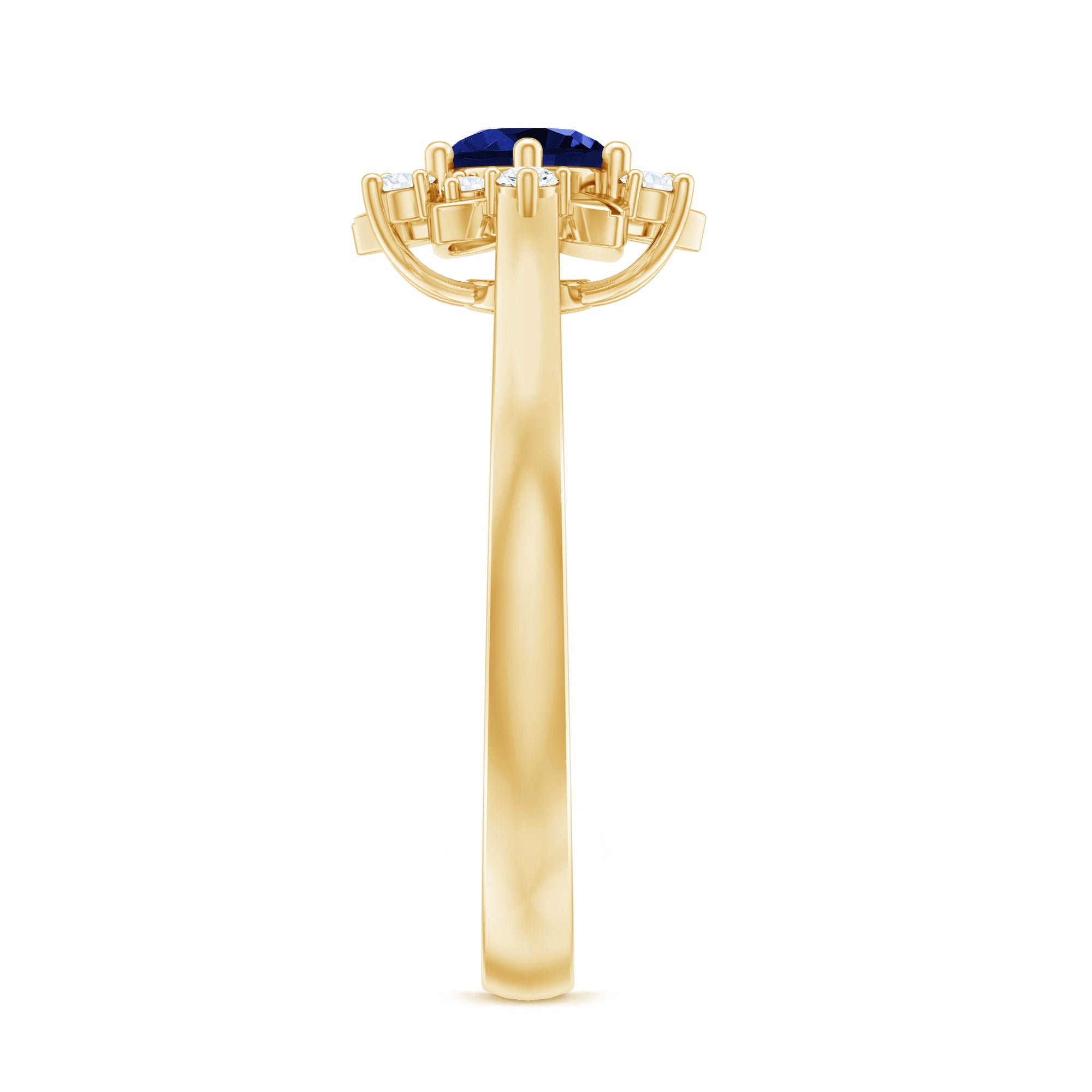 Certified Lab Grown Blue Sapphire Minimalist Ring With Diamond