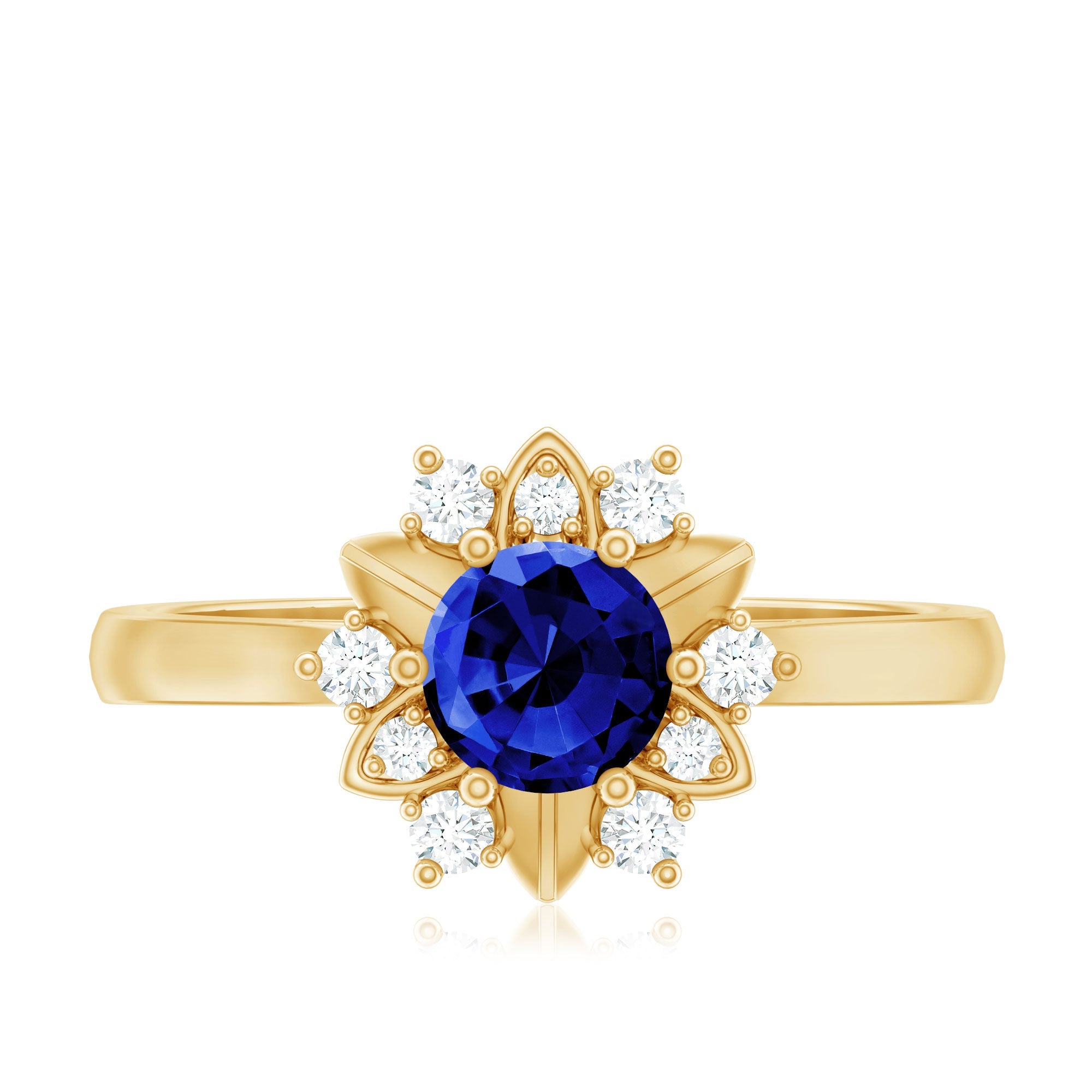 Certified Lab Grown Blue Sapphire Minimalist Ring With Diamond