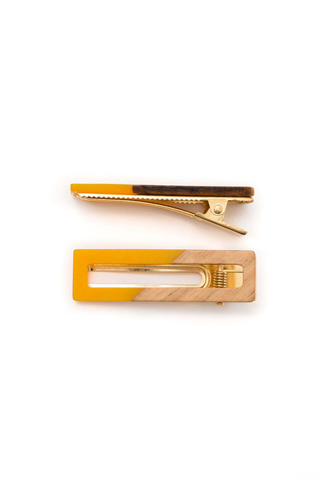 Two Tone Hair Clip Set in Yellow **FINAL SALE**