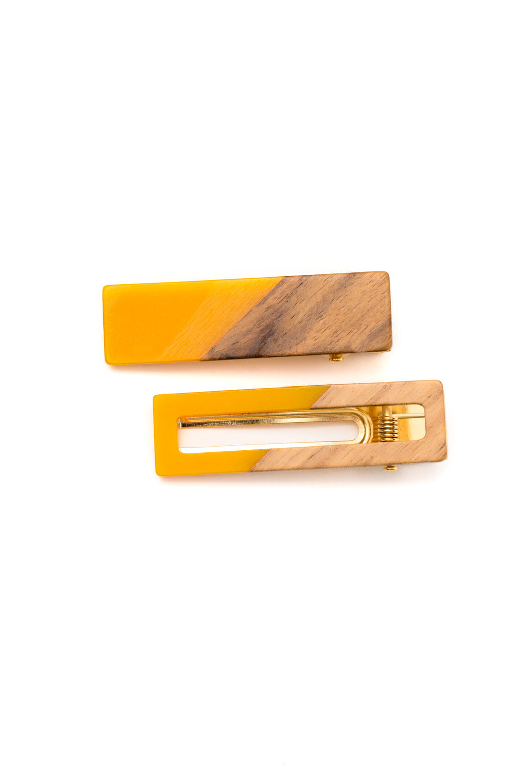 Two Tone Hair Clip Set in Yellow **FINAL SALE**