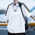 Hip Hop Loose National Fashion Brand Contrast Color Striped Three Bars Top