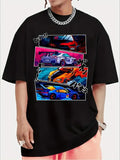 Men Street Style T-shirt, Short-sleeved T-shirt, Summer Outdoor Sports Print T-shirt