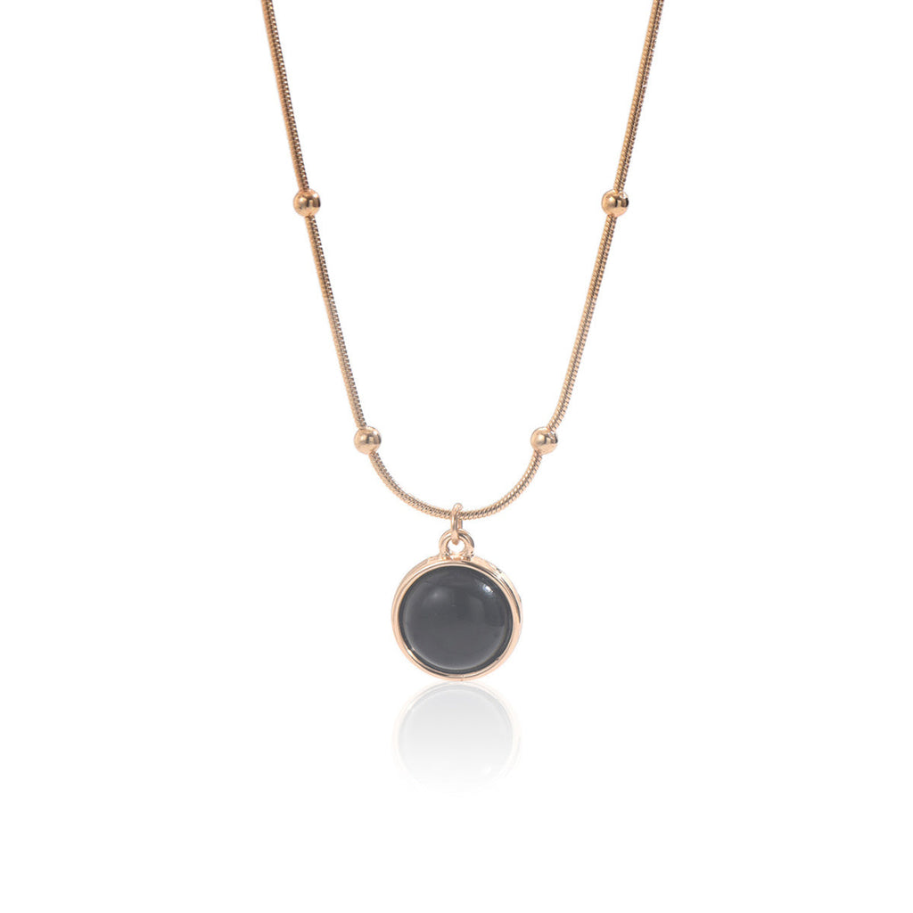 Lxalry 18K Gold-Plated Mood Responsive Necklace   Stainless Steel Modern Minimalist Jewelry With Color Shifting Resin Pendant  Hypoallergenic Skin Safe Gift For Women Wife Mom Stainless Steel Jewelry