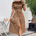 Women's Temperament Commute Casual Vacation Style Printed Knotted Dress