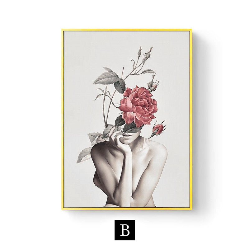 Modern Living Room Home Decor Painting Abstract Floral Character Art Canvas Poster