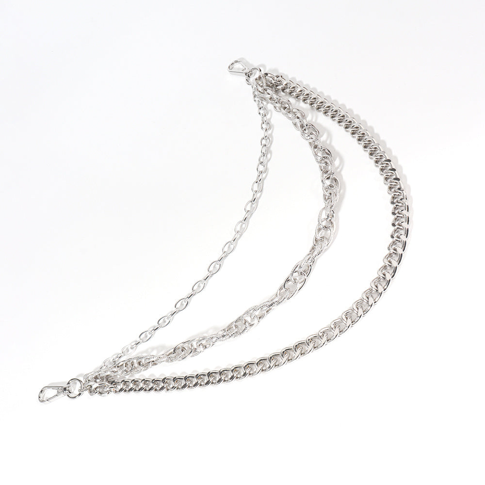 Hip Hop Fashion Pants Chain Men And Women Advanced Sense Multi Ring Silver Metal Chain Heavy Metal Industrial Style Jeans Hip-hop Accessories