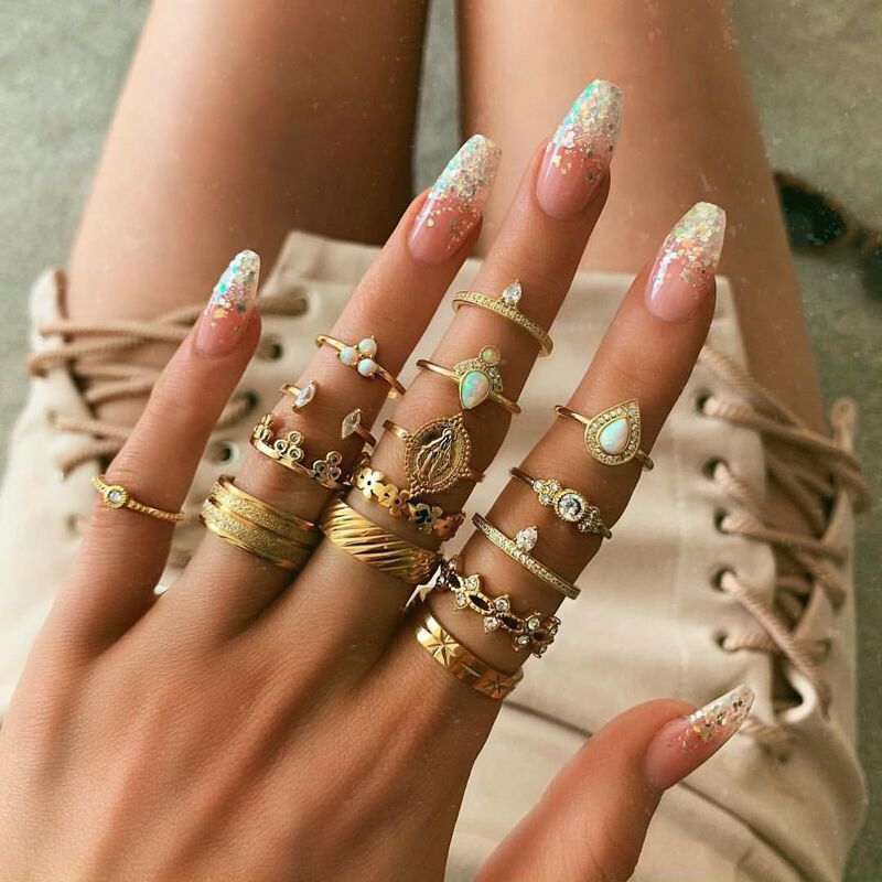 Vintage Carved  Joint Ring Set
