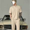 Lapel Short-sleeved T-shirt Men's Casual Top And Trousers Suit