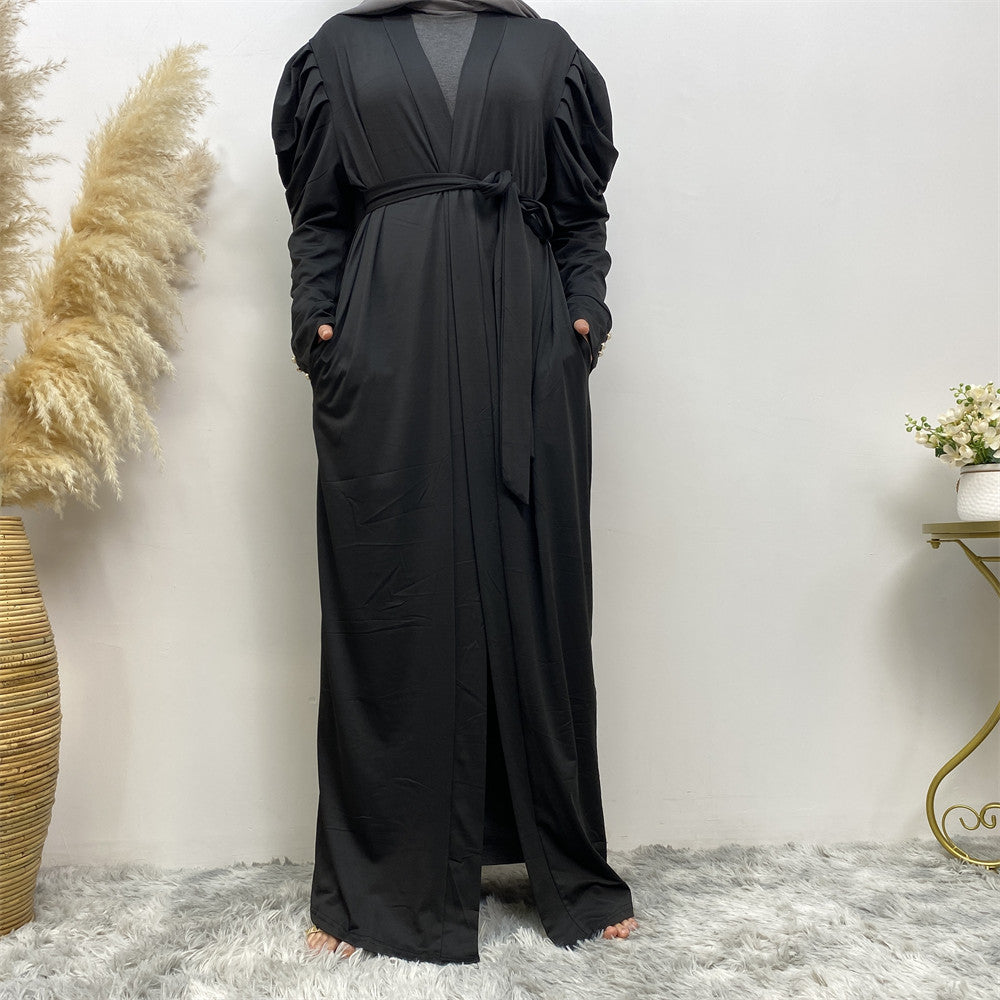 Women's Fashion Simple Solid Color Muslim Cardigan