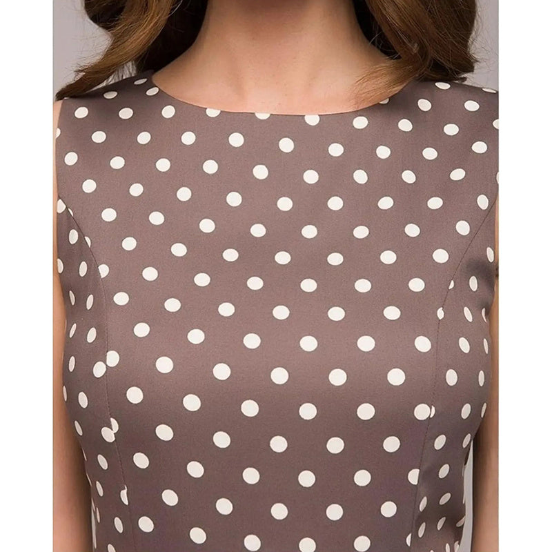 Women's Vintage Polka Dot Sleeveless Dress O-Neck Summer Cocktail Party Dress