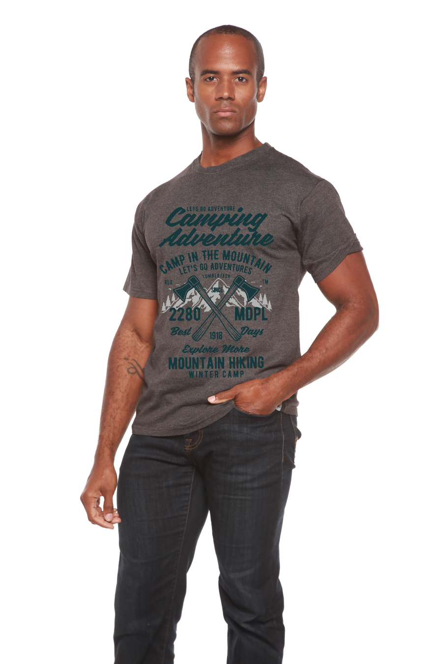 Camping Adventure Men's Bamboo Viscose/Organic Cotton Short Sleeve Graphic T-Shirt