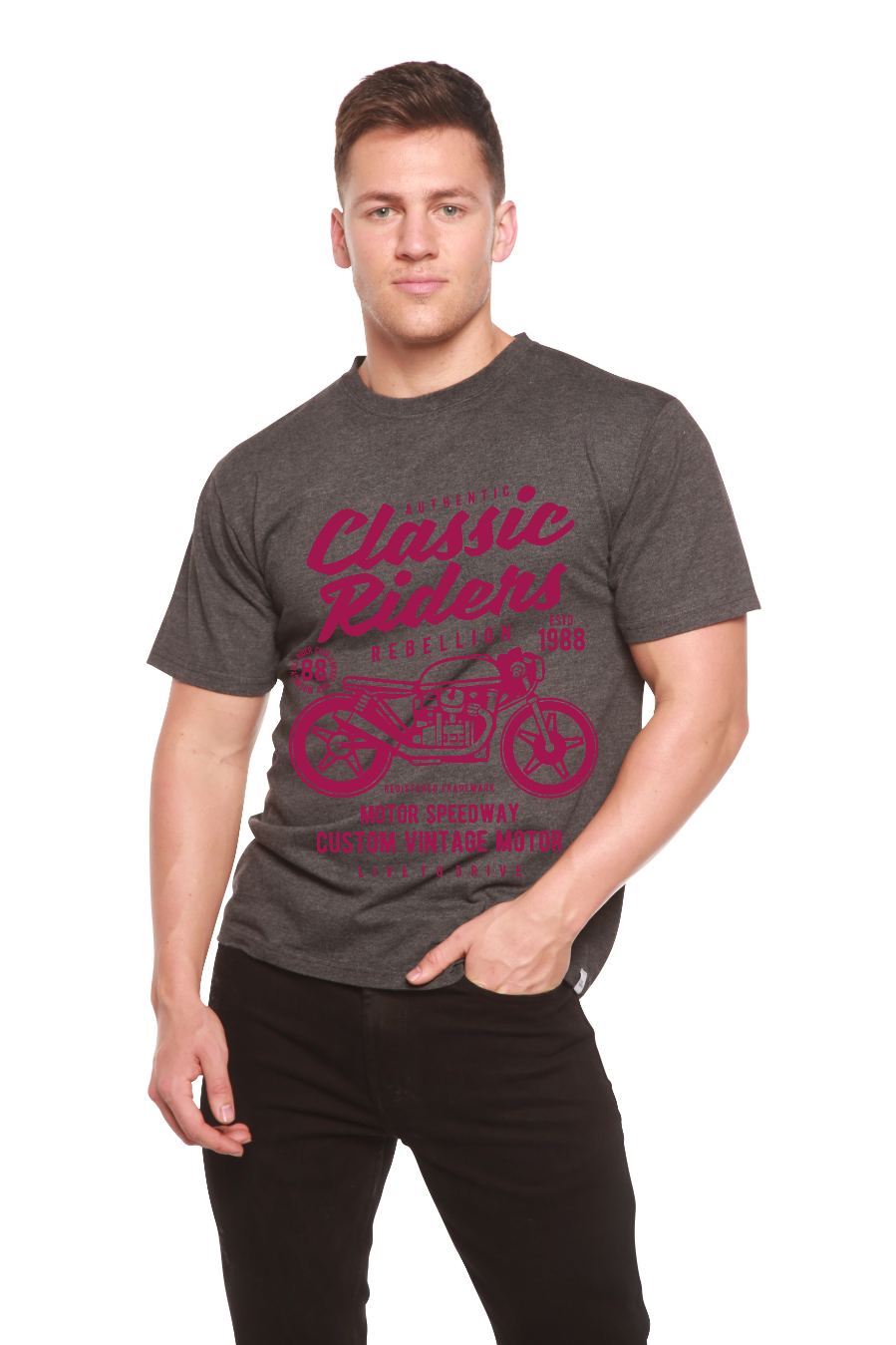 Classic Riders Men's Bamboo Viscose/Organic Cotton Short Sleeve Graphic T-Shirt