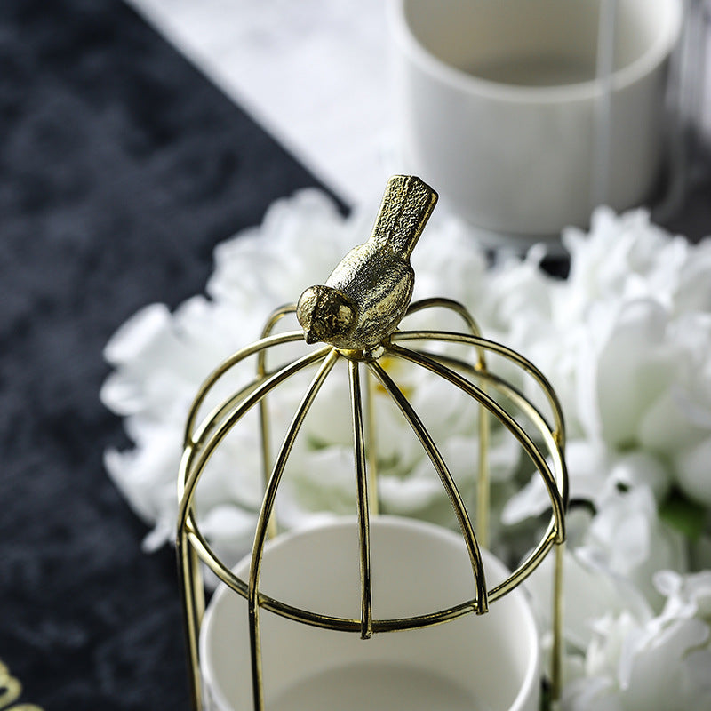 Light Luxury Iron Art Succulent Flower Pot Gilded Bird Cage Iron Frame Vase