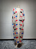 Fashion Women Wear Striped Batwing Sleeve Muslim Vest Jacket Two-piece Set