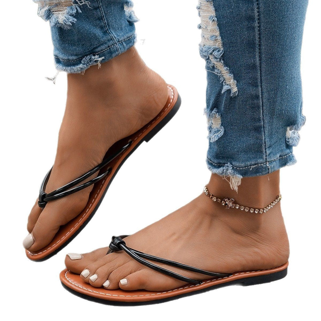 Large Size Flat Bottom Slippers Women's Flip-flops Casual Beach Sandals