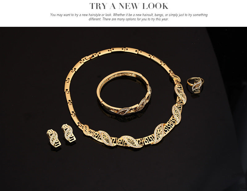 Four-piece Set Of New Hot Style Earrings Bracelets And Rings