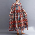 Artistic Plus Size Printed Short Sleeve Dress For Women