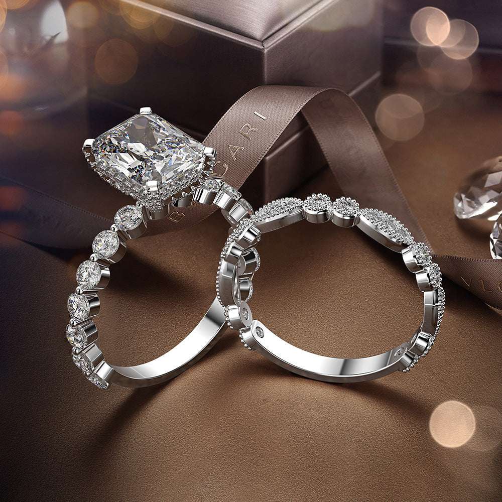 Vintage Full Diamond Zircon Ring Set